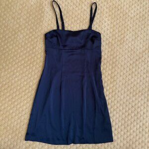 Navy Silk Mini Bodycon Dress